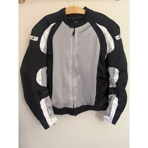 Speed and Strength Mens Mesh Motorcycle 2 pc Jacket Black White Large L